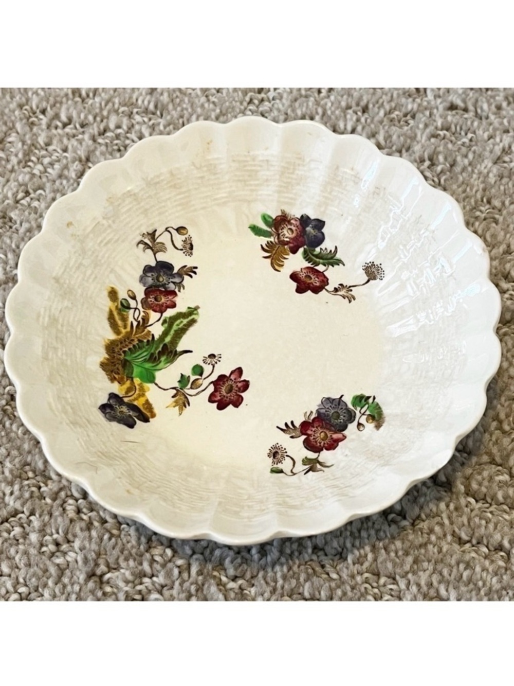 Spode Wicker Lane Basket Weave Copeland Trinket Tray Sauce Bowl England Floral